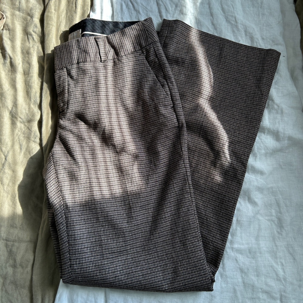 Banana Republic Mid Rise Houndstooth Flare Wool Trousers